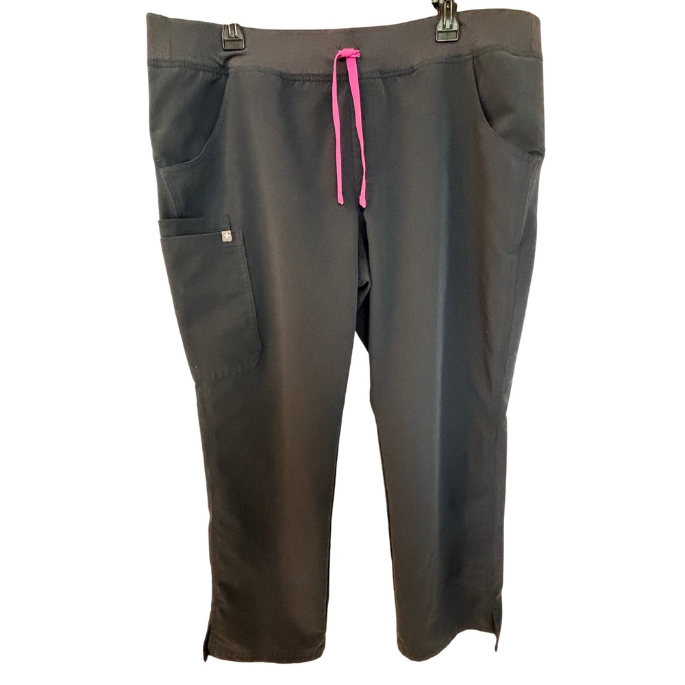 FIGS Technical Collection Scrub Pants XL Petite Graphite Gray Pink T21004P